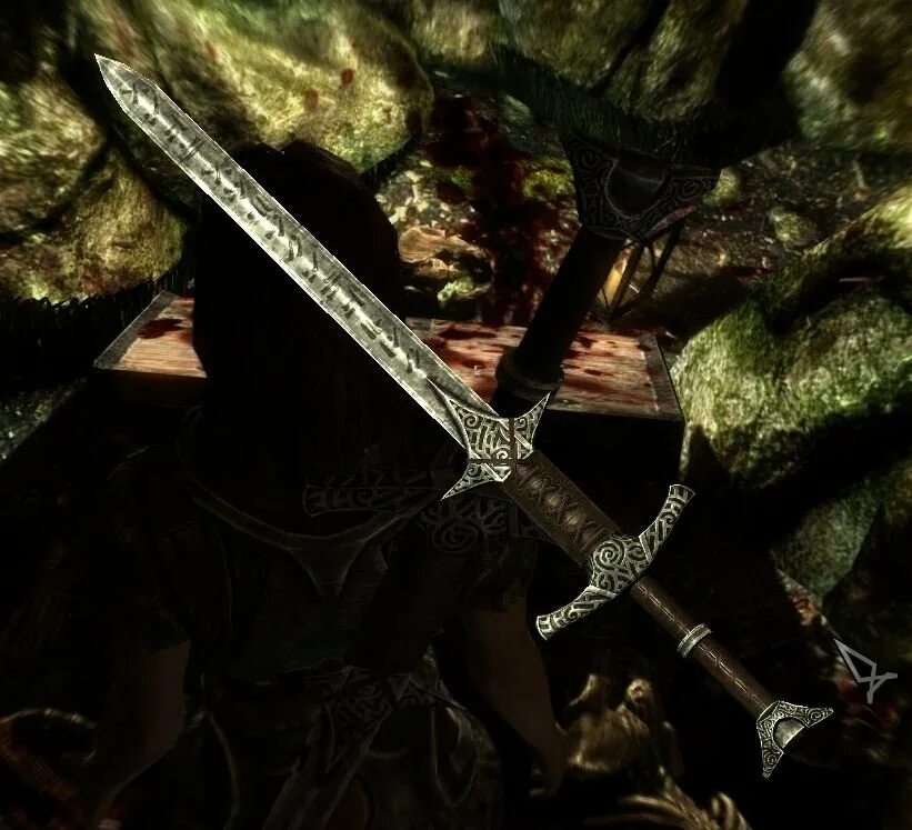 Эбонитовый двуручный меч скайрим. Мод на изменение меча. Скимитар меч скайрим. 1. 2.