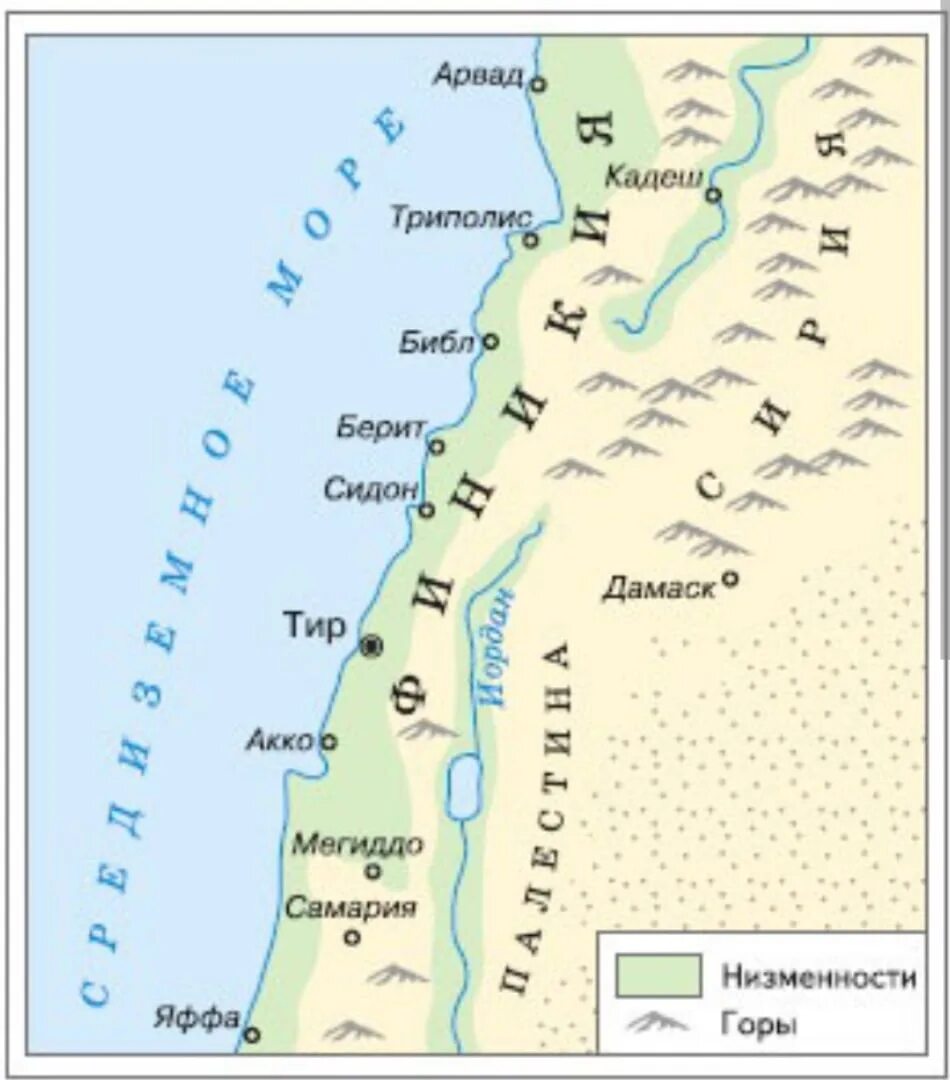 Библ сидон и тир где. Карта древней Финикии с городами. Древняя Финикия на карте.