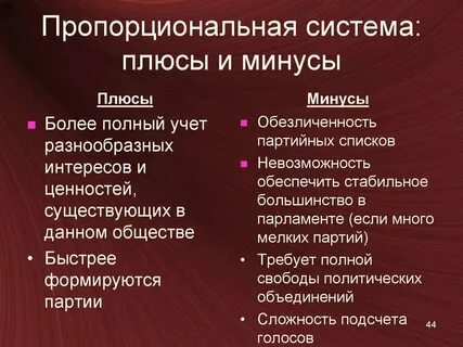 Плюсы избирательных систем
