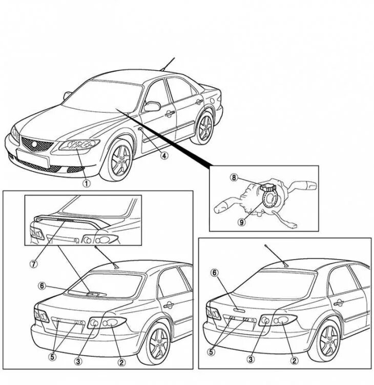 Сістэма аўтаматычнага выраўноўвання фар (Мазда Mazda3 BK (Аксела) 2003-2009: Эле