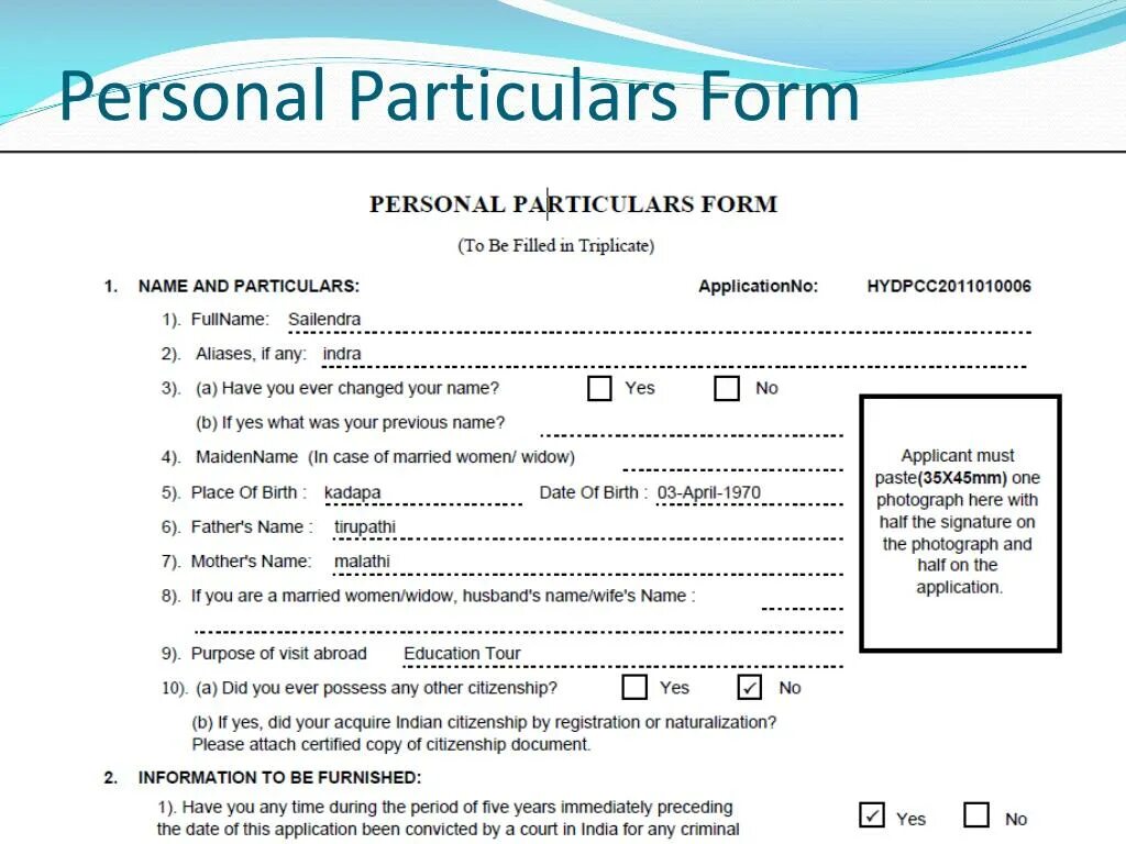 Particular form. Particular form