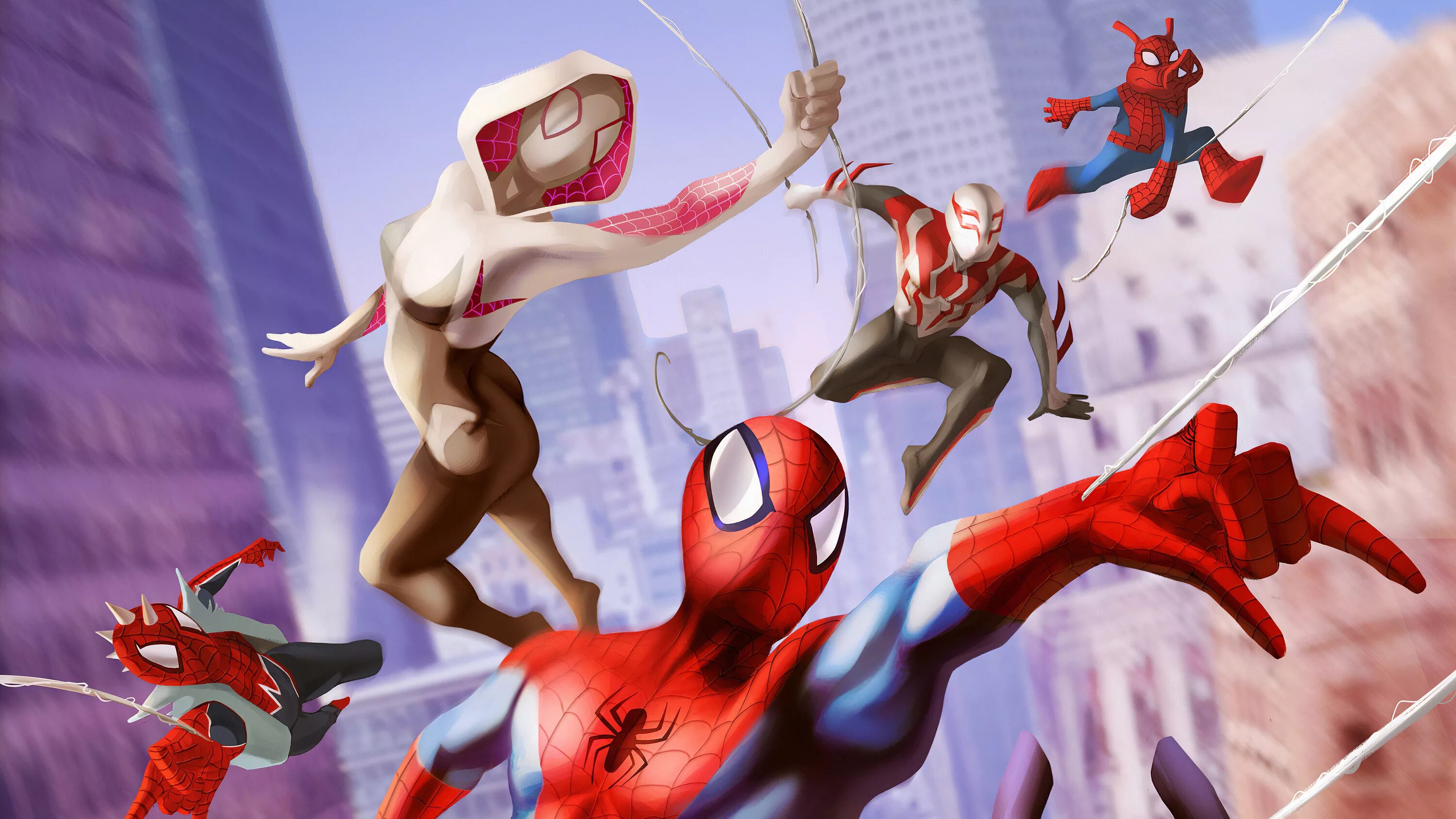 Включи нового паука. Спайдер Гвен через вселенные 2022. Человек паук 2 Spider Verse.