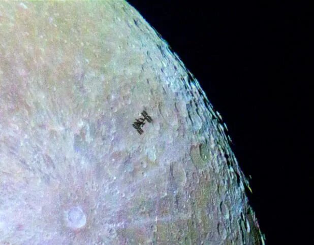 Incredible Photograph Captures Space Station As It Transited the Waning Gibbous 