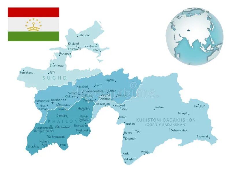 Карта Таджикистана вектор. Политическая карта Таджикистана. Таджикистан на карте. Административная карта Таджикистана.