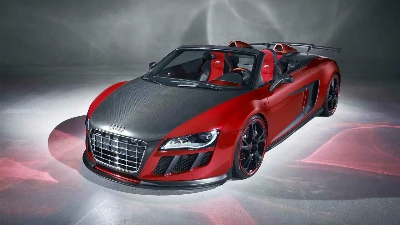 Красно серая машина. Ауди р8 родстер. Audi r8 ABT. Ауди r8 кабриолет. Audi r8 Roadster.