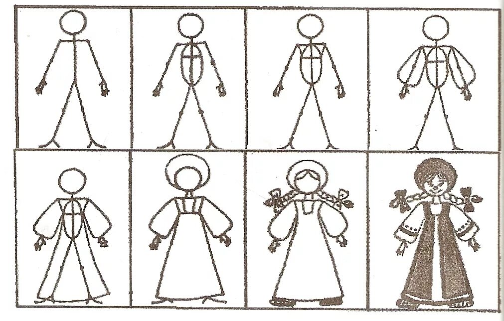 Поэтапное рисование человека 4 класс презентация. Рисование кукла в национальном костюме комарова. кукла в русском национальном костюме рисование старшая группа. рисование человека в подготовительной группе. этапы рисования человека для детей.