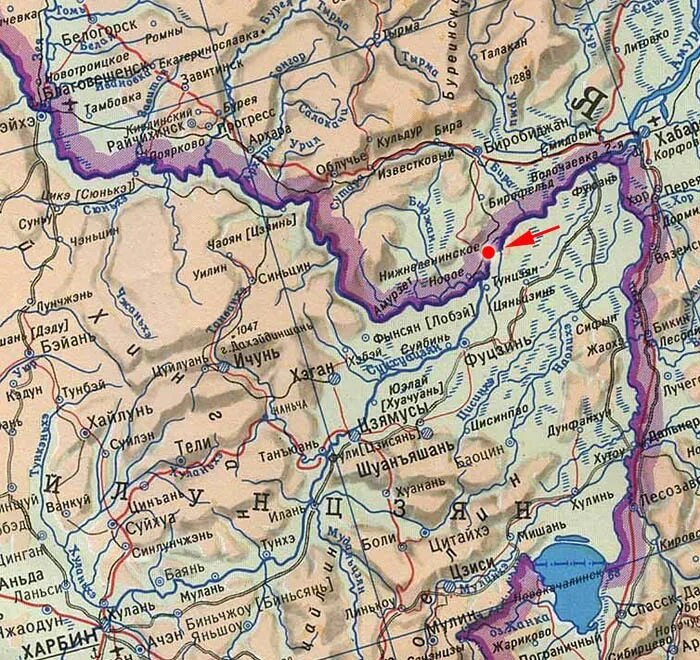 По какой реке граница с китаем. Нижнеленинское Тунцзян. Мост Нижнеленинское Тунцзян через Амур на карте. Карта реки Амур в ЕАО. Граница на Амуре с Китаем на карте.