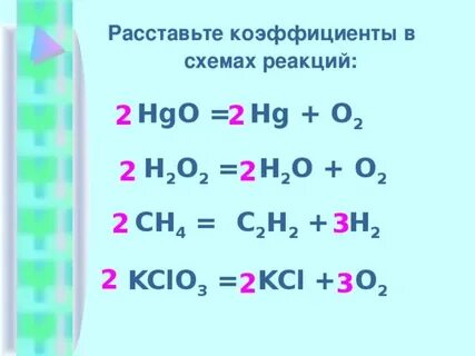 Расставьте коэффициенты в схемах реакций химия