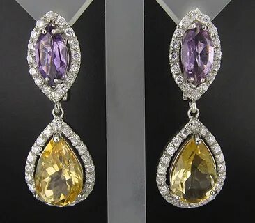 Серьги с аметистами цитринами