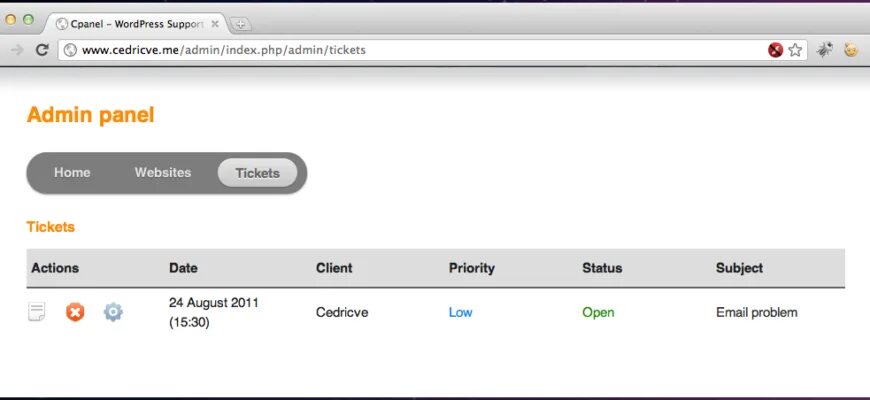 Ticket client. Ticket client