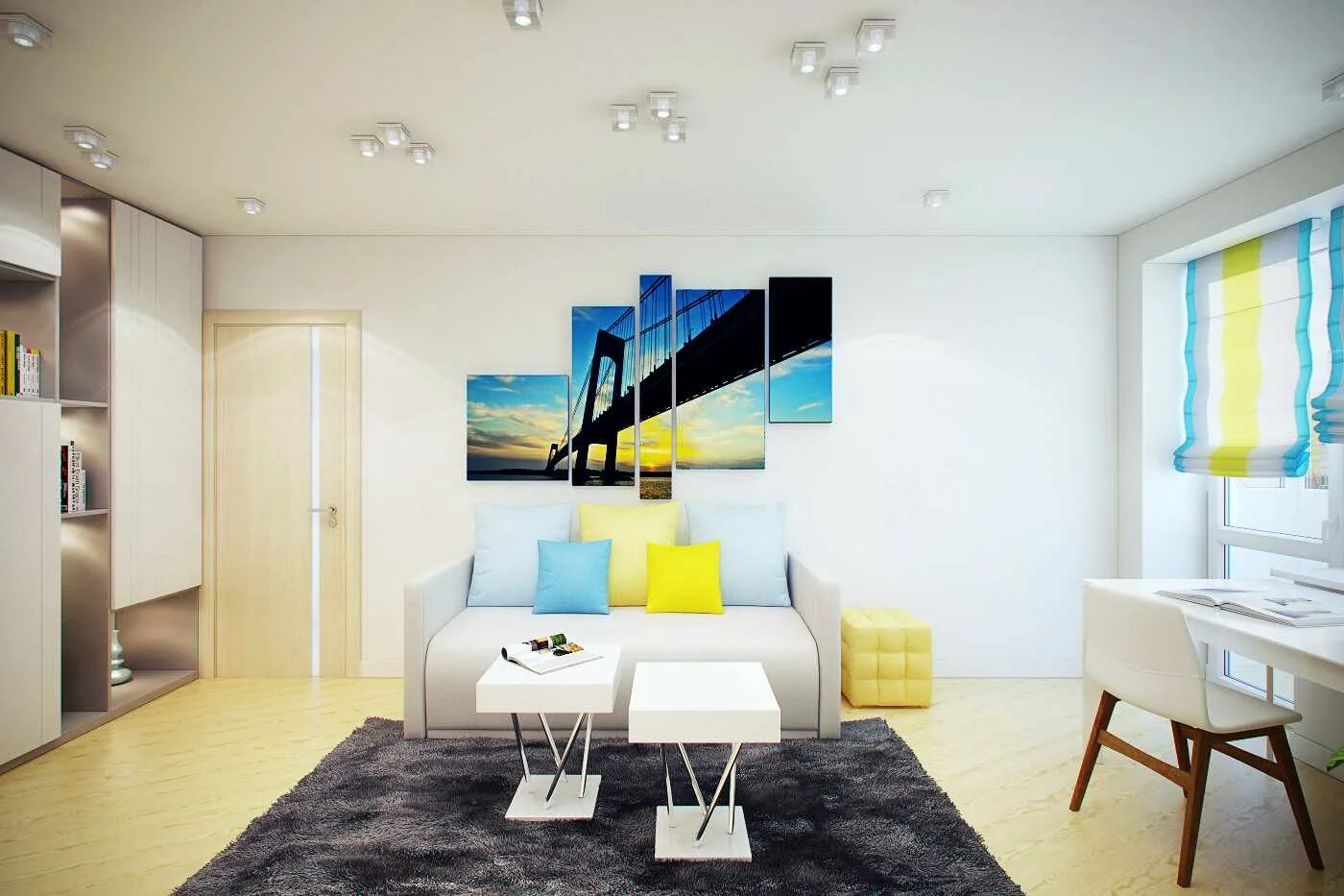 Проект гостиной в квартире. Красивая комната. Интерьер проходной гостинной 18кв м. R2 design. R2 design.