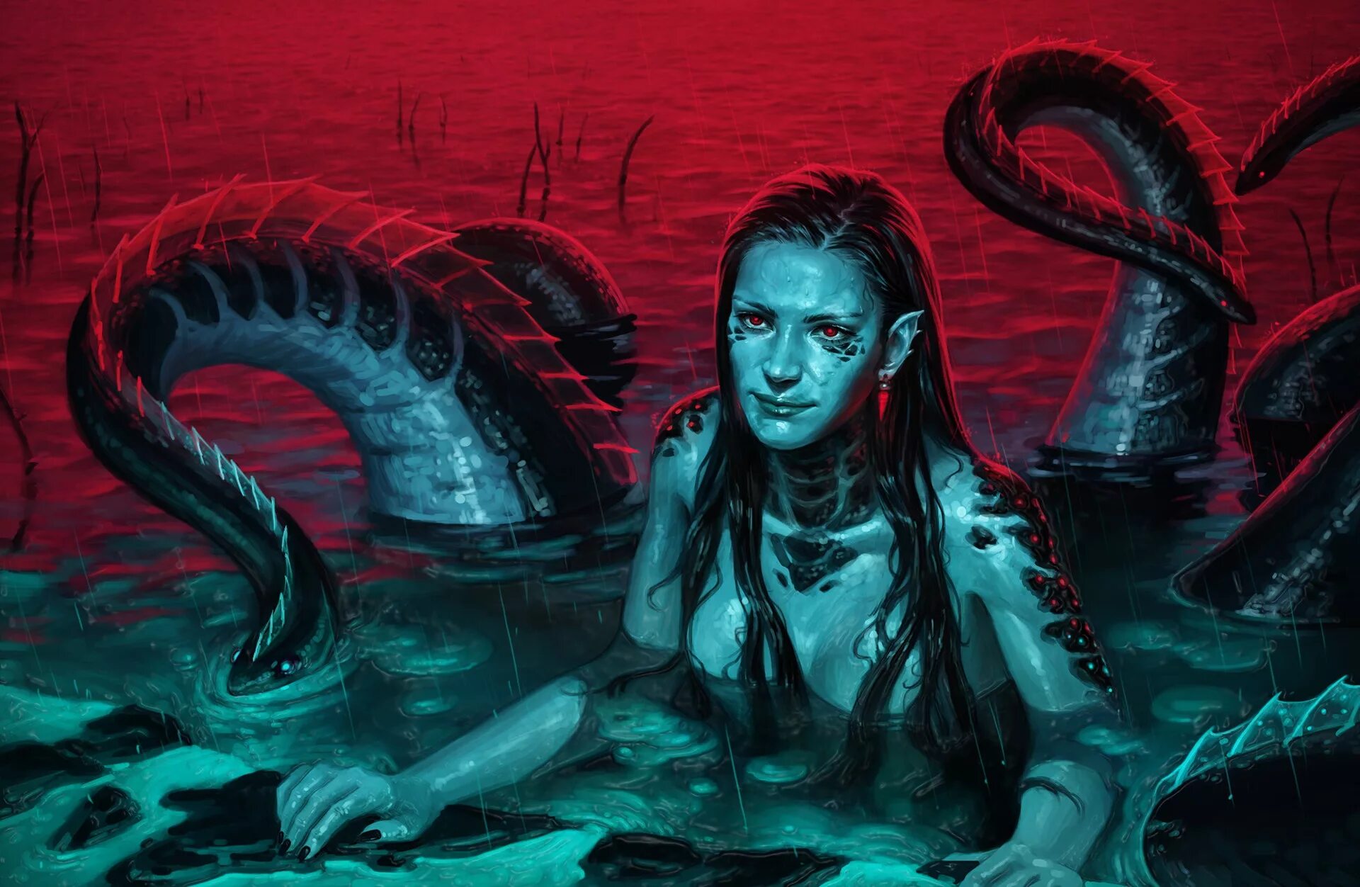 Девушка и дракон фэнтези. Амазонка с отрубленной головой. Фэнтези женщины монстры. Женщина монстр красивая. Женщина осьминог.