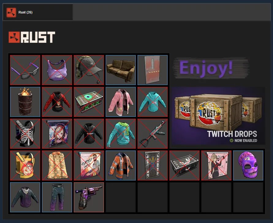 Не пришли twitch drops rust. Дроп скины раст. twitch drops rust. твич дроп раст. twitch drops.