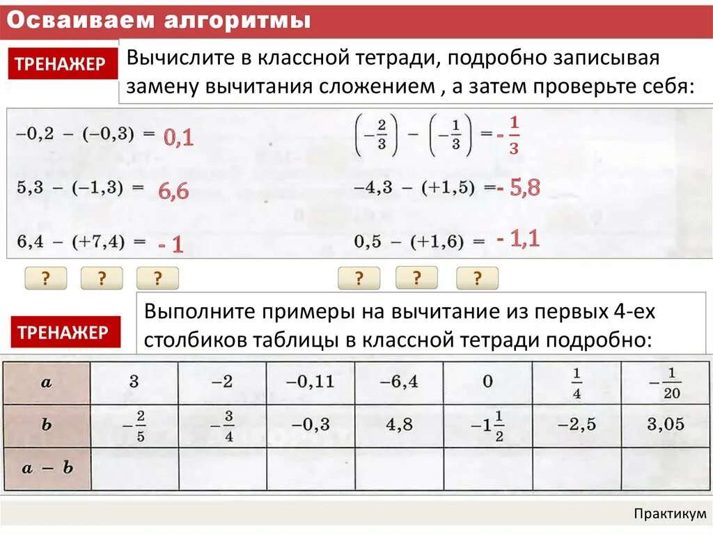 Вычитание рациональных чисел. Вычитание рациональных чисел правило. Алгоритм вычитания рациональных чисел. Презентация вычитание рациональных чисел. Сложение и вычитание рациональных чисел вариант 4