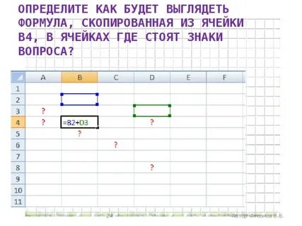 В электронных таблицах имя ячейки образуется ответ