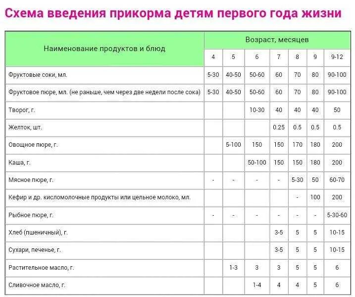 Кормление в 1 5 месяца. Схема введения прикорма детей до 1 года. схема ввода прикорма с 4 месяцев. прикорм ребенка по месяцам до года при грудном с 6 месяцев. схемы введения прикорма на грудном вскармливании с 6.