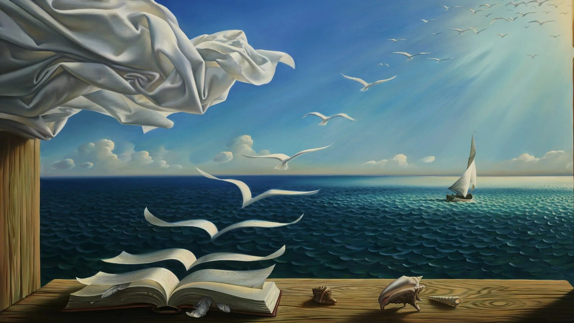 В поисках размышления. Роб Гонсалвес море. Rob Gonsalves картины море.