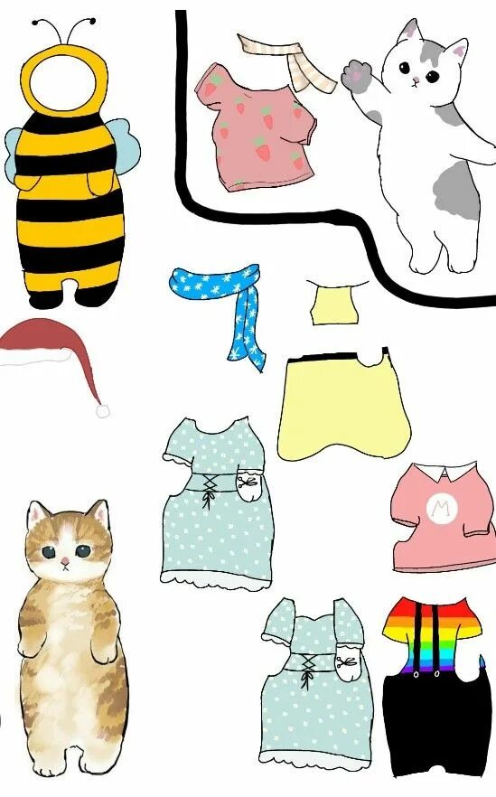 Котики с одеждой из пинтереста распечатать бумажные. Котики из бумаги с одеждой. милые котики с одеждой из бумаги. котенок из бумаги с одеждой.