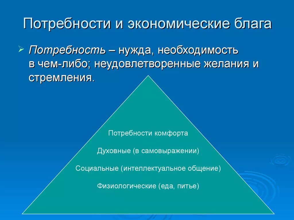 Какие потребности составляют благо