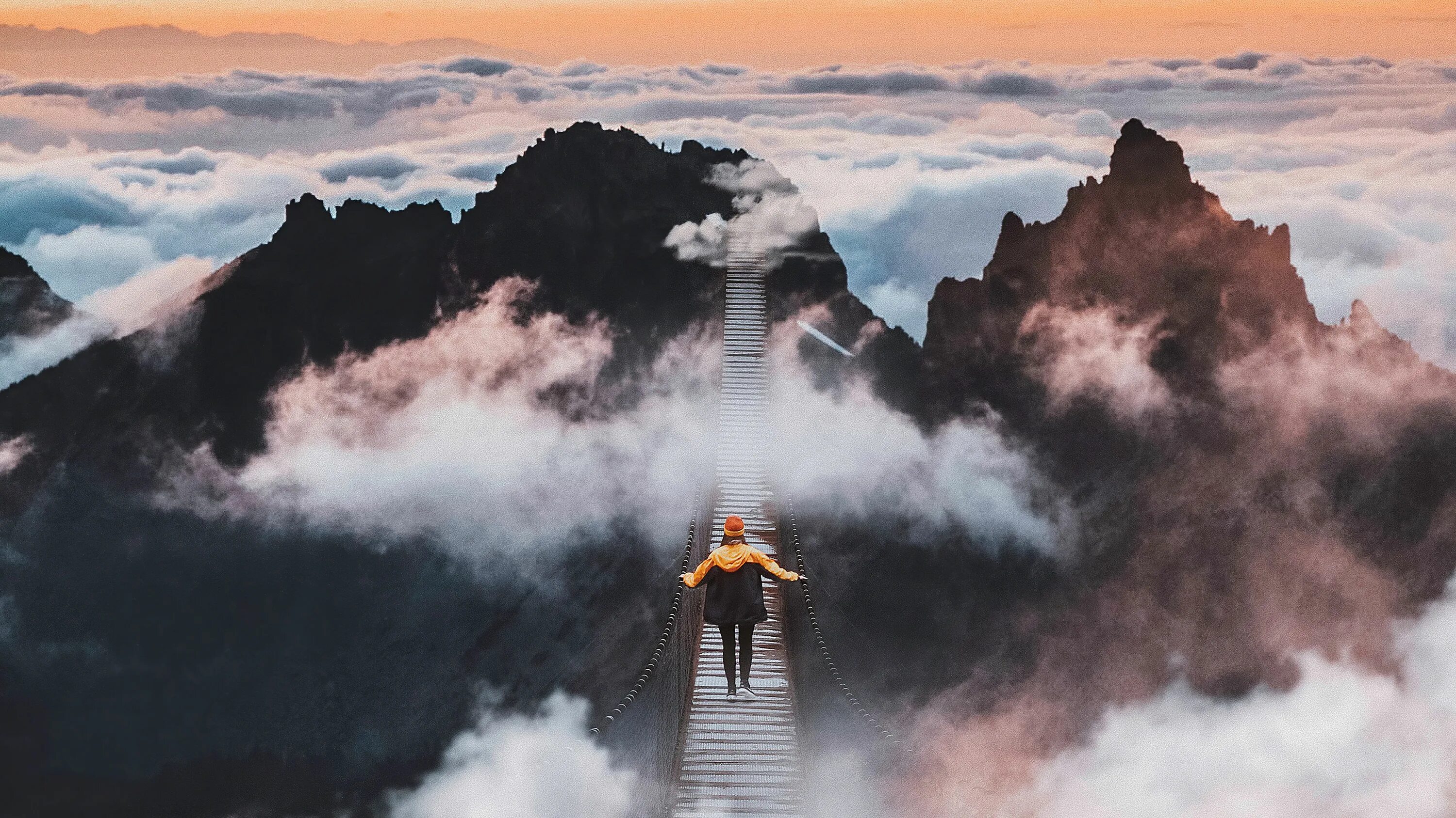 Dreaming bridge. Bridge manipulation. экстраординарный город иллюзия обои 1680x900.