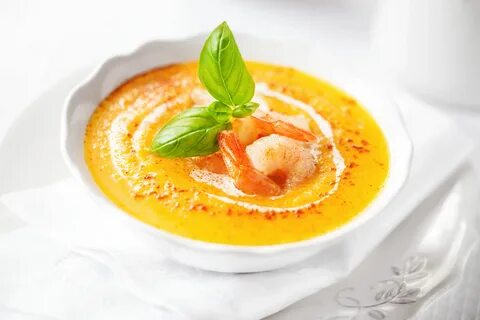 Тыквенно кокосовый суп с креветками