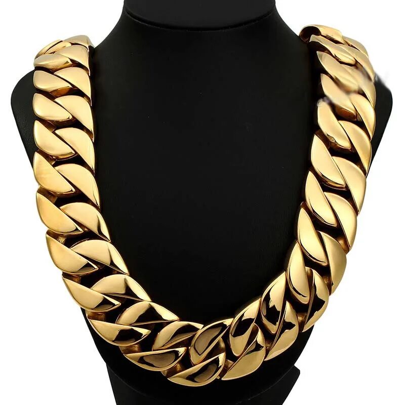 Толстая золотая цепь на шее. Колье Cuban link Necklace-Gold. Цепь Золотая толстая. Большая цепь на шею.