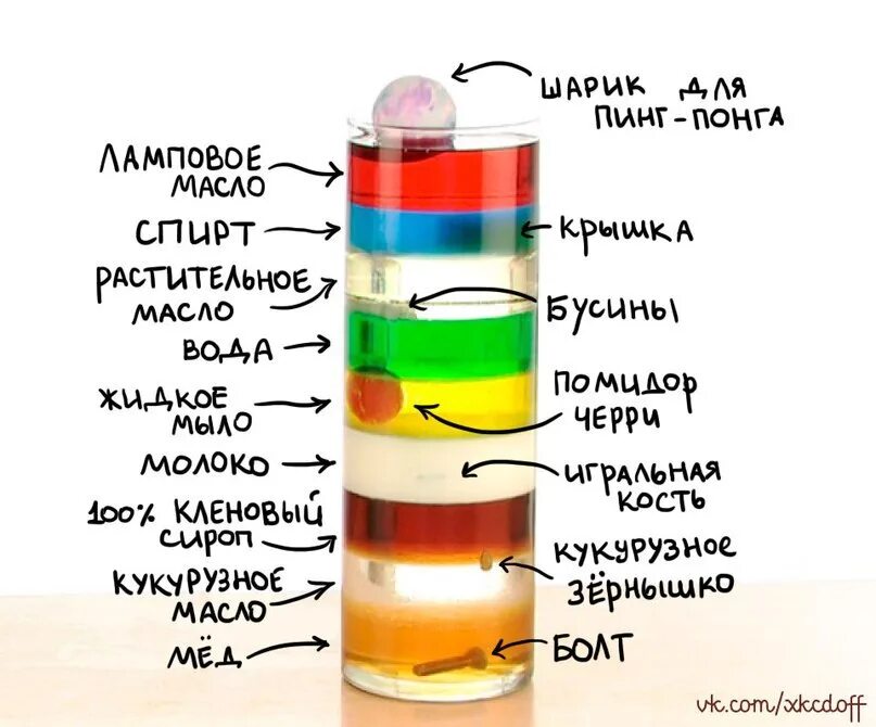Эксперимент с плотностью жидкости. Опыт с жидкостями разной плотности. Плотность разных жидкостей. Несмешивающиеся жидкости. Вода масло что происходит
