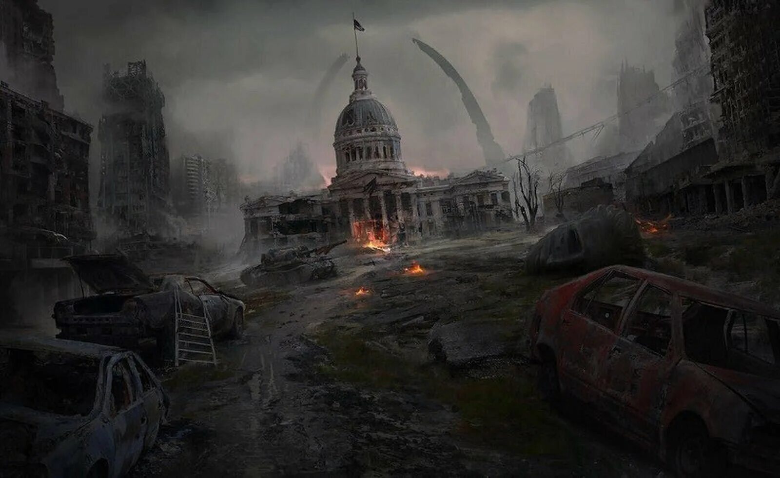 Темный апокалипсис. Разрушенный город метро 2033. Апокалиптические картины Ивана Хивренко.