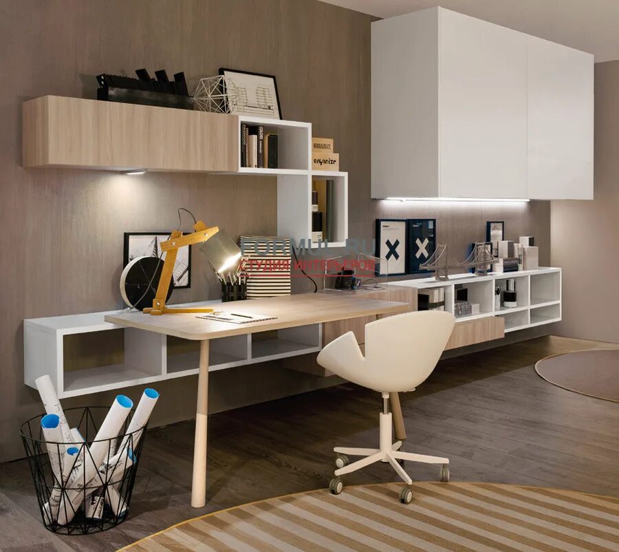 современный интерьер для подростка. рабочее место в шкафу. стол встроенный в шкаф. компьютерный стол у окна. рабочее место в спальне.