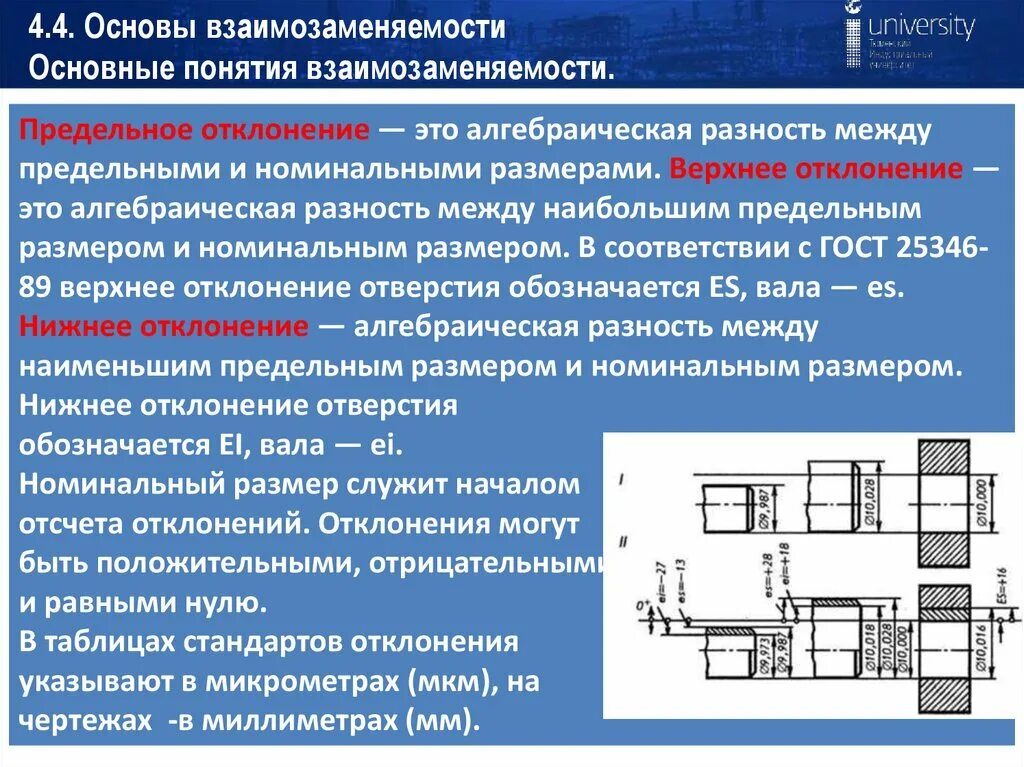Алгебраическая разность между предельным и номинальным размерами