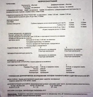 Расшифровка нейросонографии