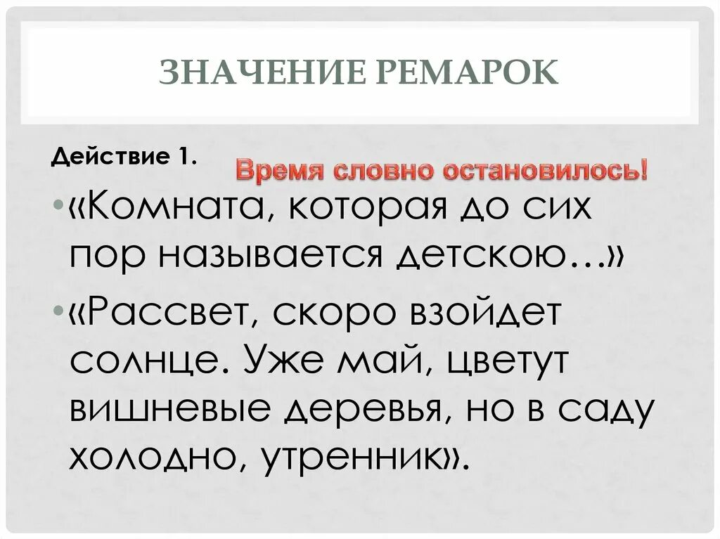 Время словно остановилось. Ремарки вишневый сад. Комната, которая до сих пор называется детскою вишневый сад. Словно время остановилось. Ремарки Чехова в Вишневом саде.