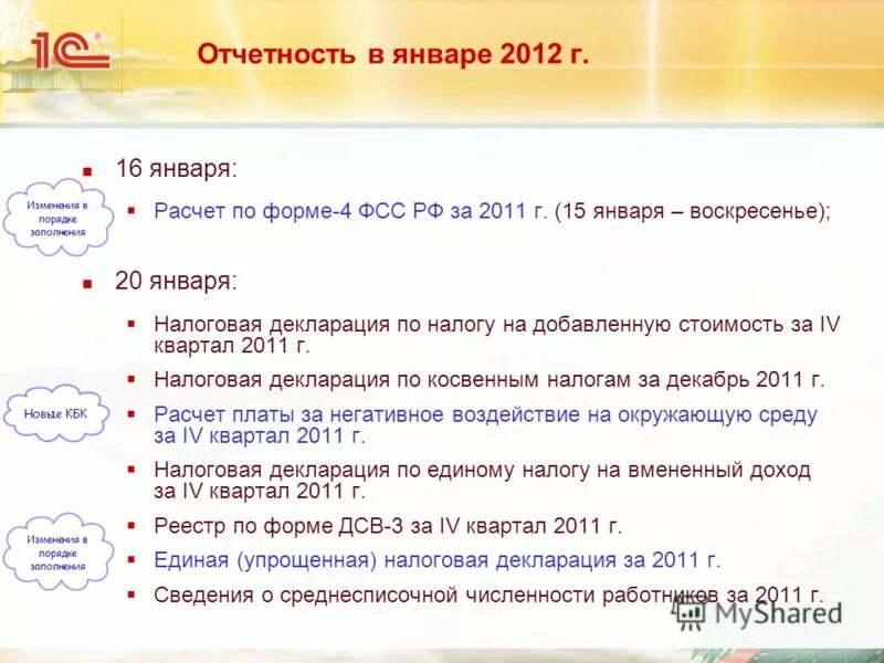 Расчет в январе. Расчет в январе