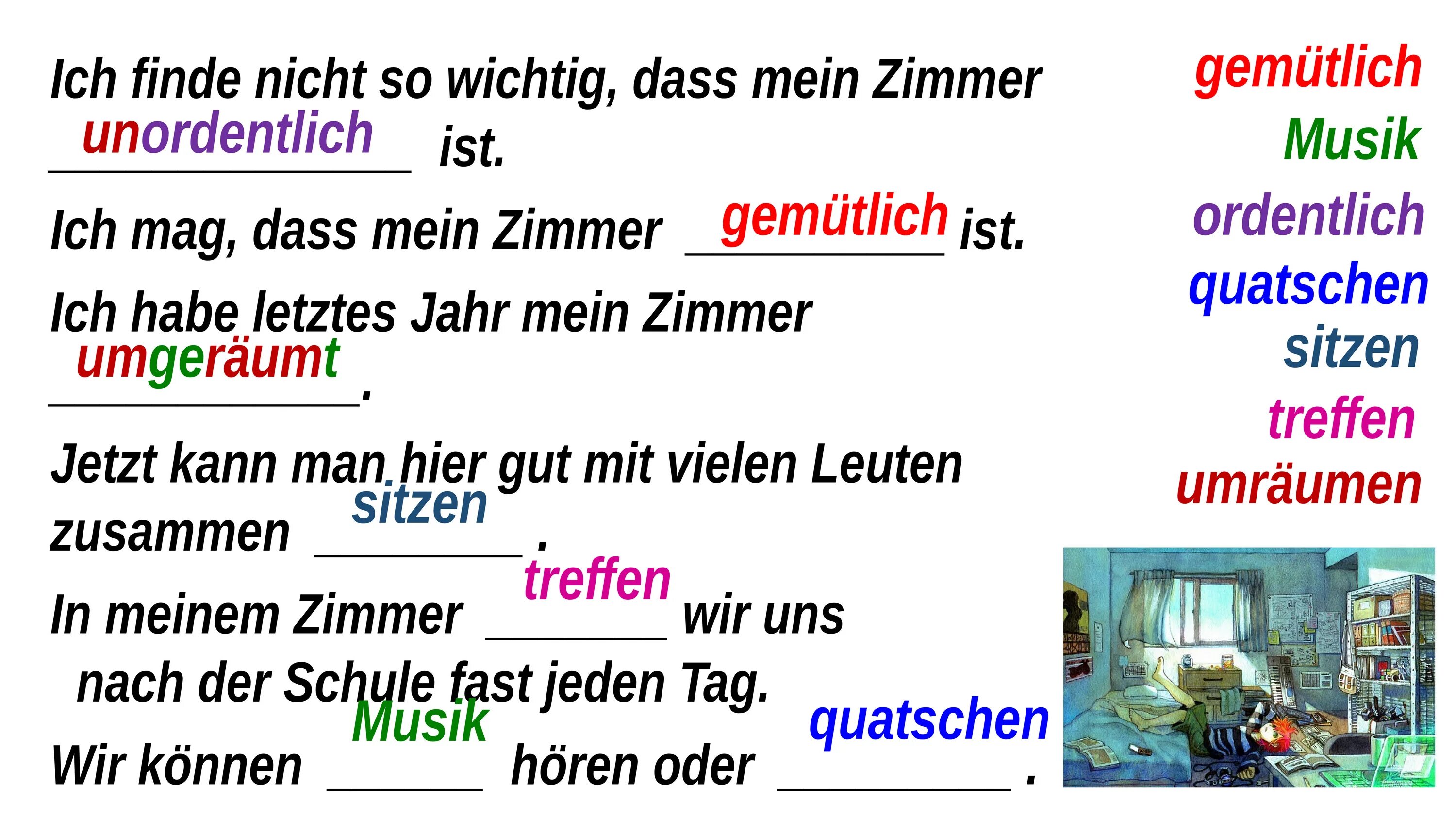 Zimmer ist. Конструкция ich finde. Ich finde немецкий. Ich mag проект. Ихь Вайс нихт вас золь ЭС.