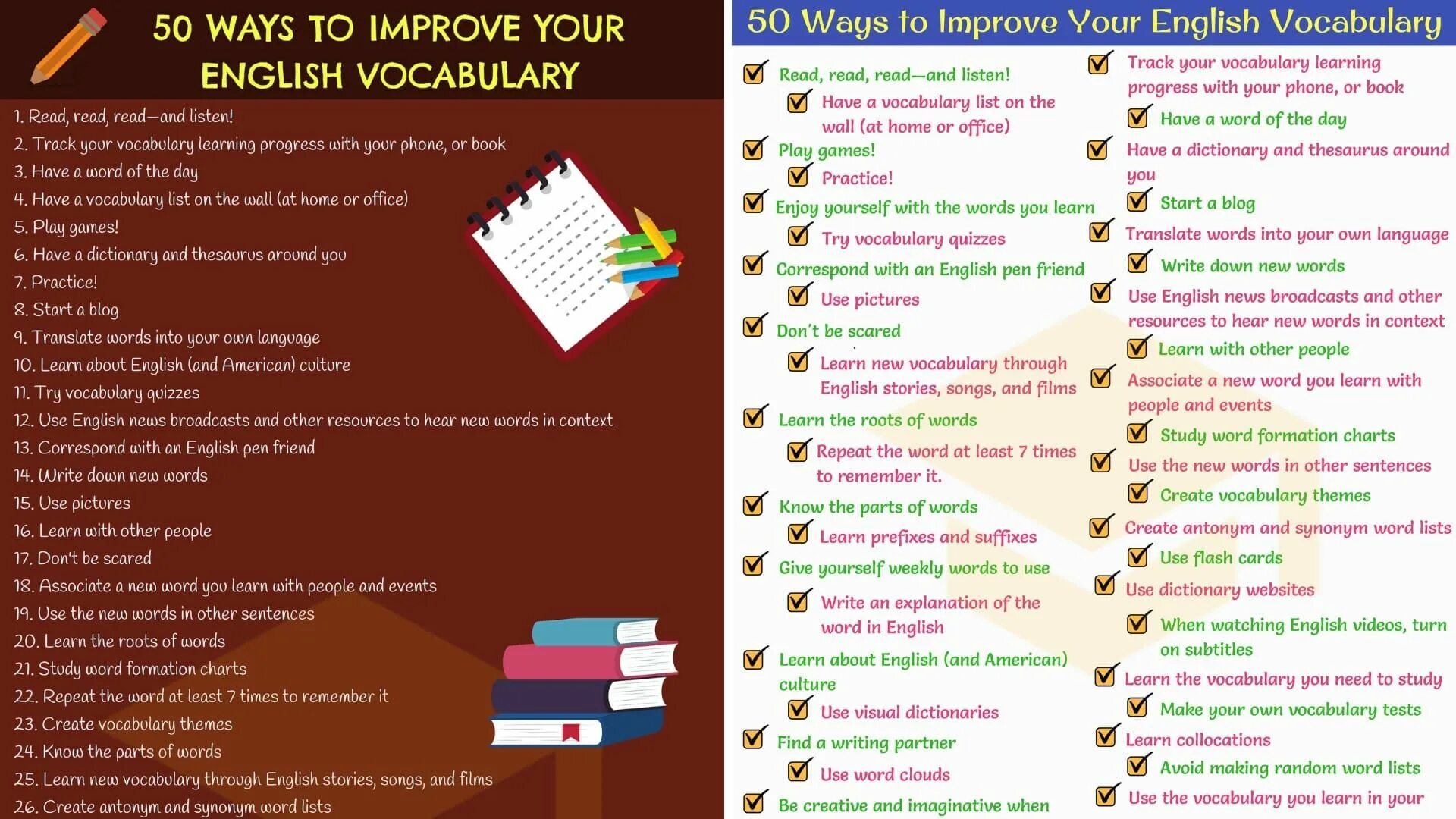 Improve your English Vocabulary. Learning Vocabulary. Improve Vocabulary. New Vocabulary to learn. Learn new vocabulary