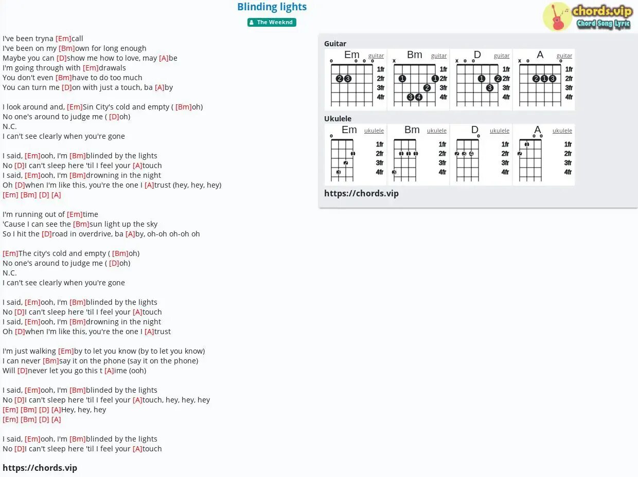 Город огни аккорды. Blinding Lights ,укулеле. Blinding Lights на гитаре. Blinding Lights текст. Blinding Lights the Weeknd текст.