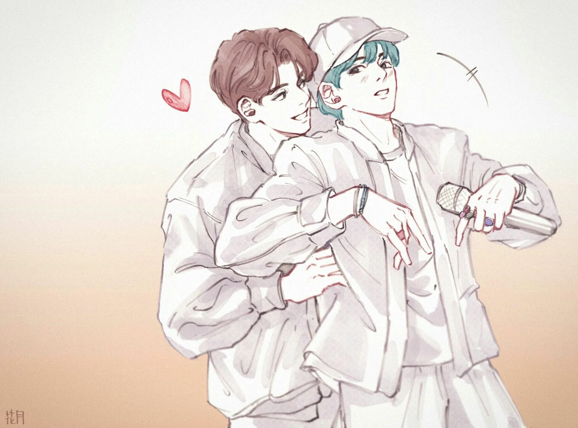 Юнмины флафф. Taekook Art. Hunnys Art Vkook. Акварель Vkook. Taekook fanart bottom Tae.