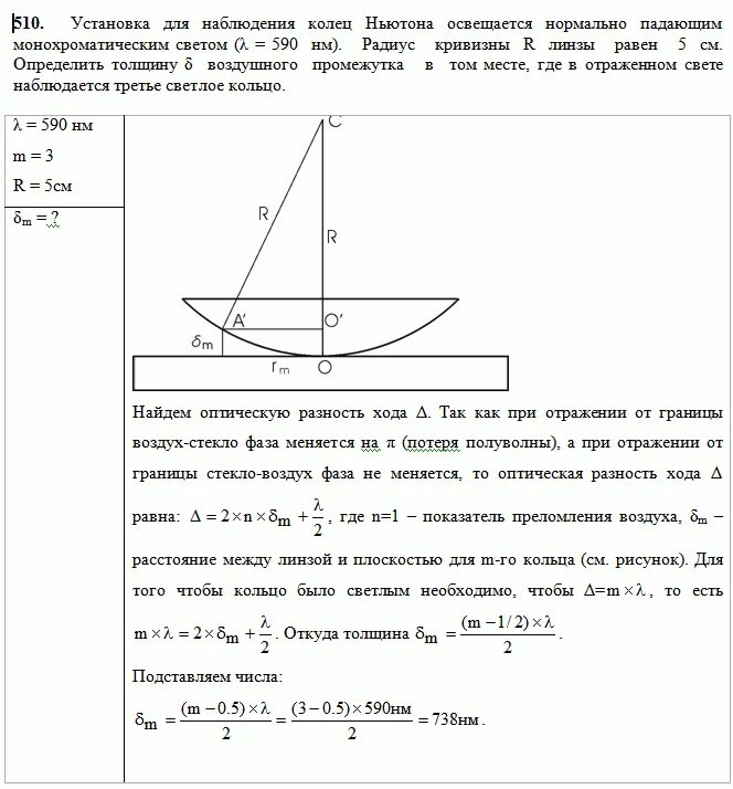 Установками для получения колец. Радиус кривизны линзы кольца ньютона. схема измерения диаметров колец ньютона. задачи на кольца ньютона с решением. радиус светлого кольца ньютона в отраженном свете.