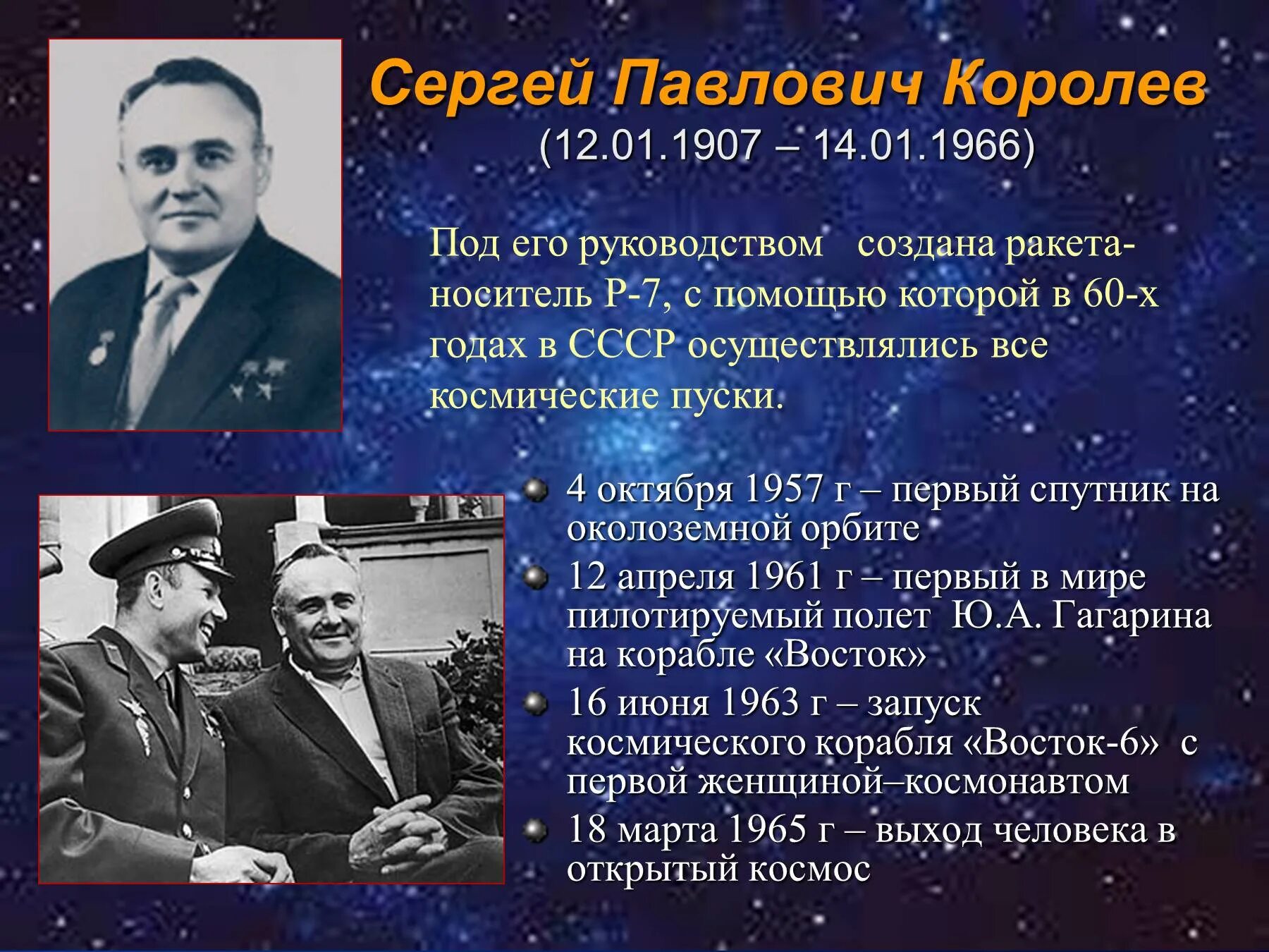 Создатель первой космической ракеты. Королёв 4 октября 1957.