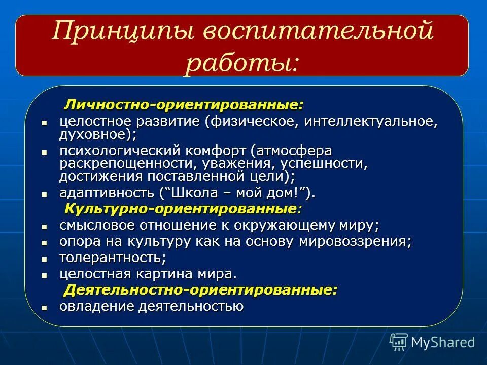 Принцип воспитания в деятельности