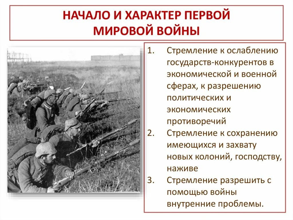 Начало первой мировой войны 1918. Причины и характер первой мировой войны.