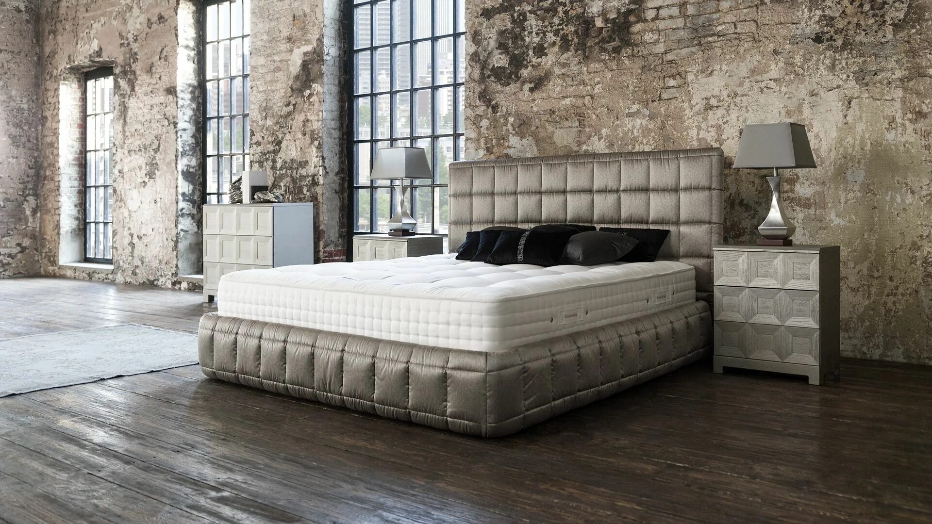 кровать с кожаным изголовьем. кровать alexandra tufted bed. стеганое изголовье кровати. стеганые кровати. кровать биг сайз.