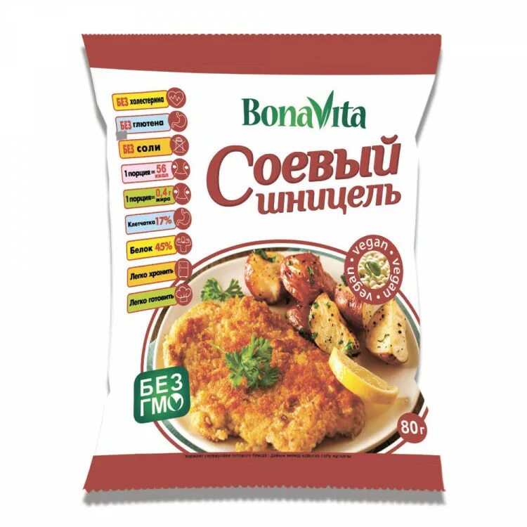 Соевое мясо Bona Vita. Bona Vita шницель соевый 80 г. Соя шницель. Соевый шницель