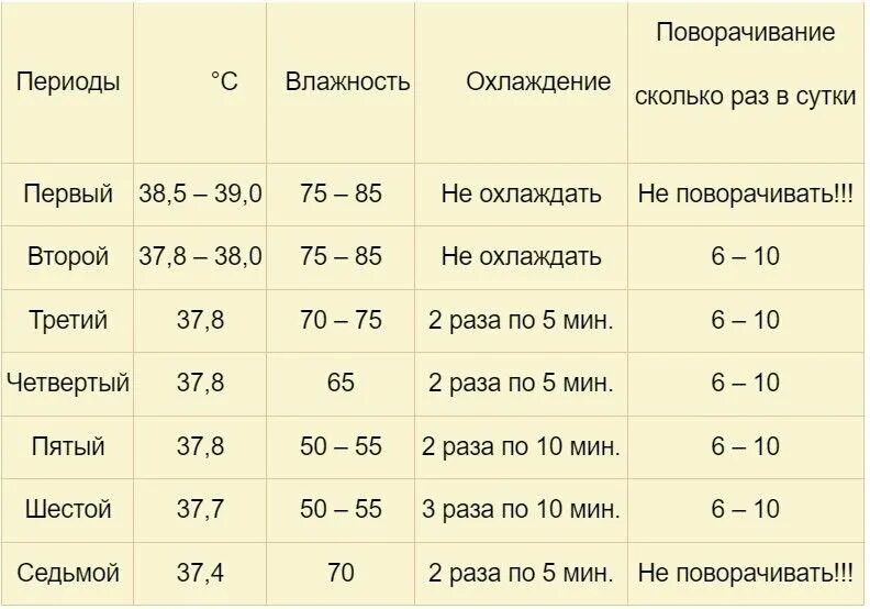 Период инкубации яиц. Температура и влажность в инкубаторе для куриных яиц таблица. Режим температуры в инкубаторе для куриных яиц таблица. Температурный режим в инкубаторе для куриных яиц таблица. Температура вывода цыплят в инкубаторе таблица.