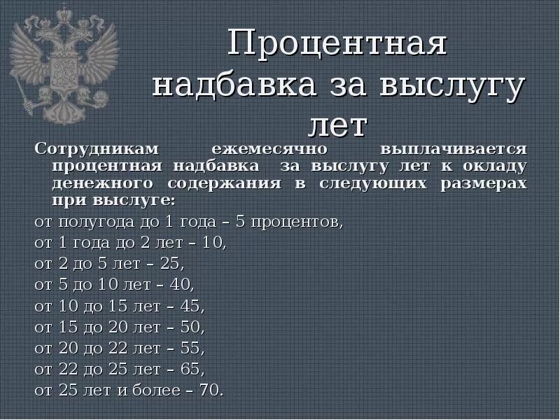 Полиции стаж пенсия. Надбавка з а вымлугу лет. Процентная надбавка за выслугу. Надбавка за выслугу лет военнослужащим. Процентная надбавка за выслугу лет военнослужащим.