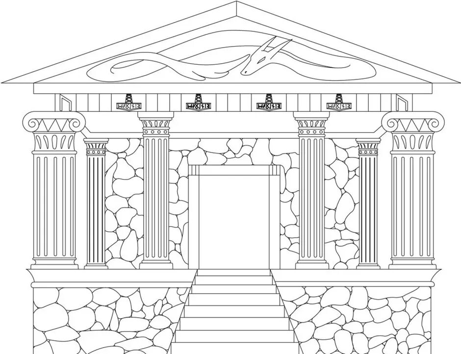Античный храм рисунок. Нарисовать древнегреческий храм Парфенон.