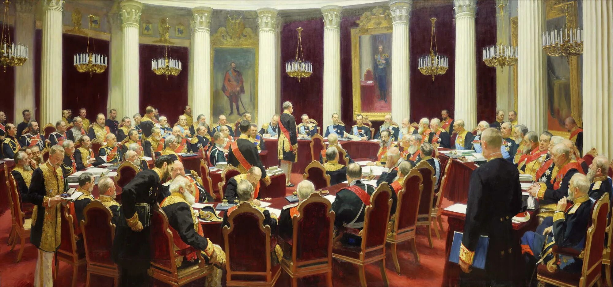 Торжественное заседание государственного совета 1901 Репин. Заседание Госсовета картина Репина. Торжественное заседание государственного совета 7 мая 1901 года.