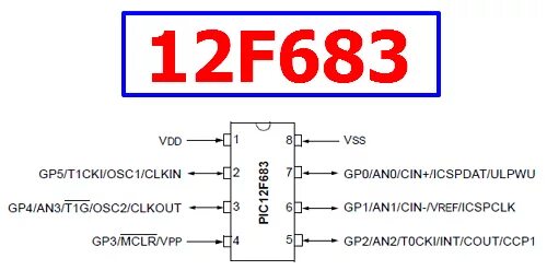 5 12 f. Pic12f683 распиновка при программировании. 12f683 схема включения. Pic12f683 схема. 12f683 аналог.