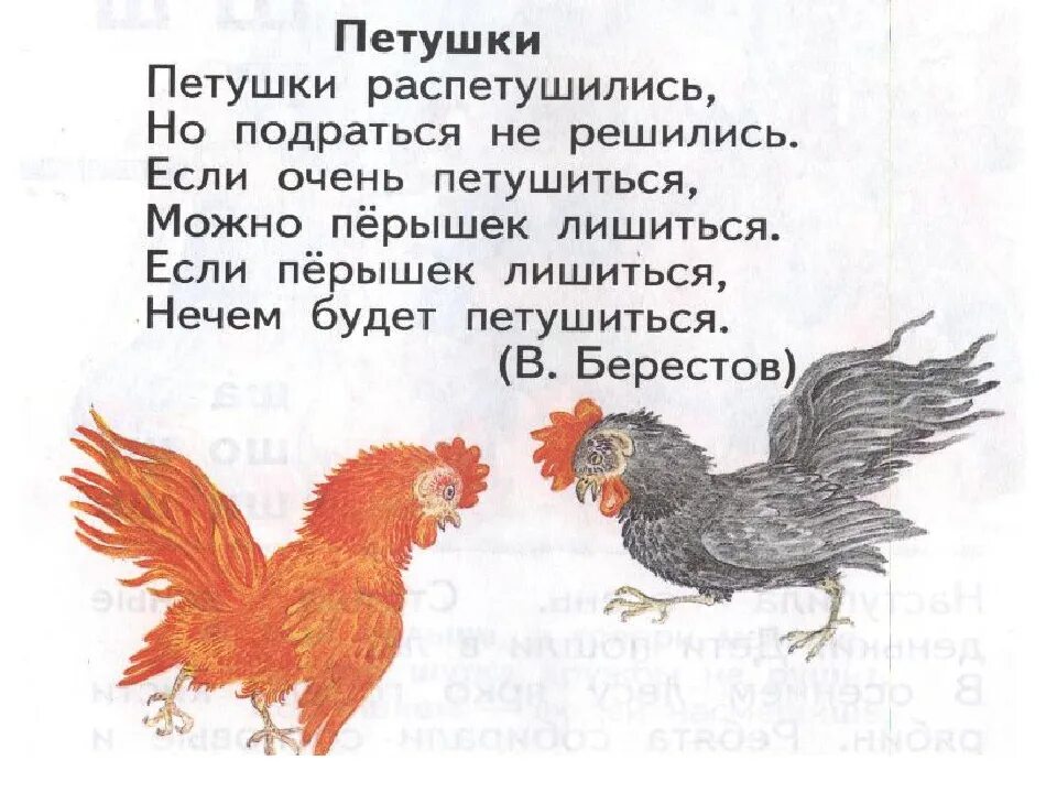 Стихотворение берестова петушки распетушились