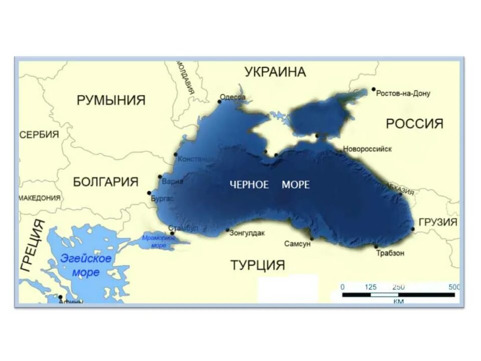 Черное море географическая карта. Чёрное море на карте со странами.